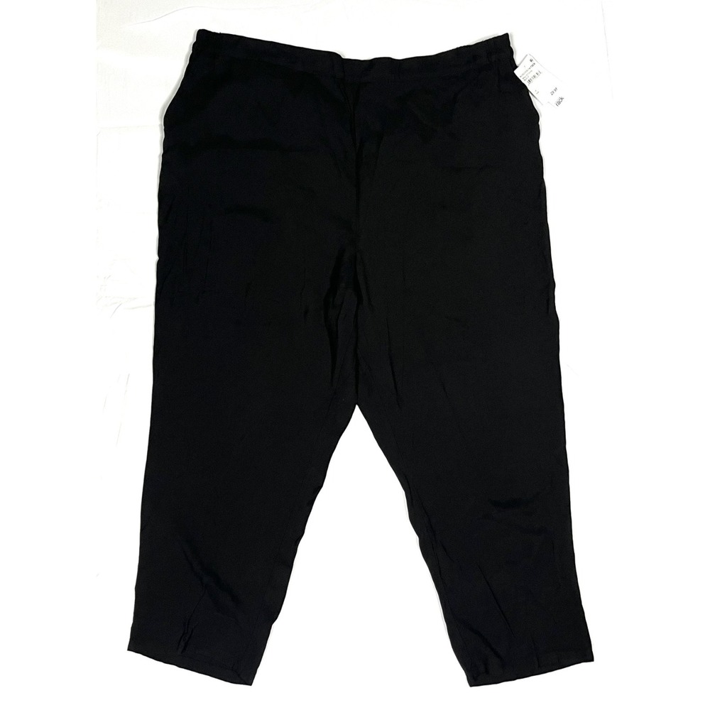 NWT NEW Nordstrom Rack Women's Plus 3X Black Pull-On Ankle Trousers Rayon Blend